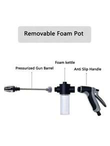 SHEIN 1pc Portable High Pressure Car Water Gun With 3/4 Inch And 1/2 Inch Quick Connect Adapters Multi Functional Garden Hose Nozzle Adjustable Thickened Rod Spray For Car Cleaning And Pet Washing - Multicolor - View 7