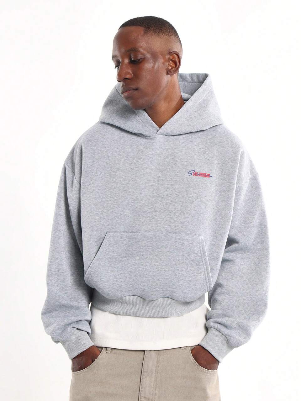 Cropped Hoodie With Collegiate Design