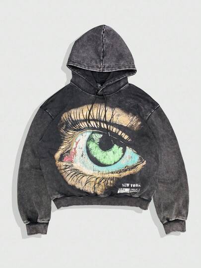Grunge Punk Men's Retro Eyeglasses Print Hoodie , Fall