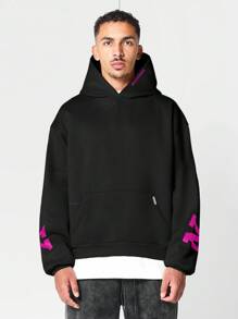 SUMWON Overhead Hoodie With Back New York Graphic Print - Black - View 2