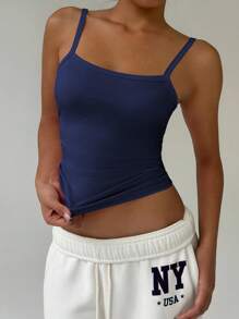 FavEase 女士羅紋吊帶背心 - 藏蓝色 - 查看 5