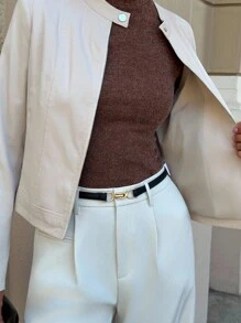 Lavishia Women's Casual Solid Color Long Sleeve Jacket, Suitable For Everyday Wear In Fall/Winter - Apricot - View 6