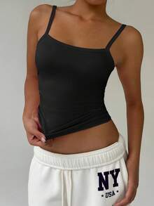 FavEase 素色褶邊側打結吊帶短上衣