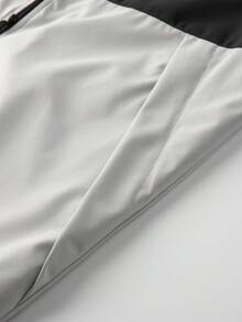 Manfinity Homme Men's Black & Grey Contrast Hooded Zip-Up Jacket, Casual, Black And White Jacket, Men's Hooded Jacket, Men's Windbreaker Jacket