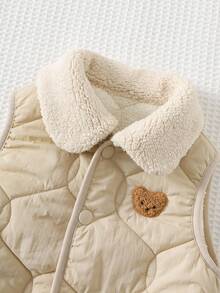 Cozy Pixies Baby Boy Cartoon Bear Pattern Reversible Collar Thermal-Lined Sleeveless Open Front Vest Fall Winter