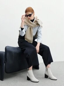 CUCCOO BIZCHIC 新款高端舒适时尚粗跟踝靴 - 白色 - 查看 10