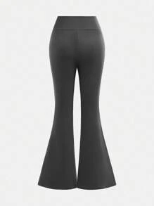 Girlism 2pcs Tween Girl Solid Color Asymmetric Waist Flare Pants Set, Back To School, Fall, Winter - Multicolor - View 12