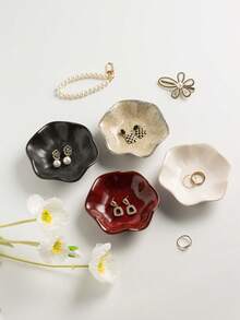 1 件陶瓷荷叶珠宝展示托盘、戒指钥匙和小配件收纳盘、生日礼物、新年礼物、友谊和爱情、适用于浴室托盘、桌面收纳、家居装饰返校 - 彩色 - 查看 1