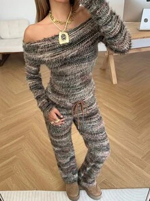 SHEIN EZwear Quần ống loe buộc dây thường ngày dành cho nữ, đa năng mặc hàng ngày - Nhiều màu - Xem 3