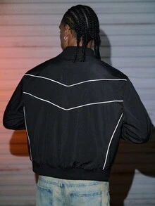 AXEPEAK Áo khoác nam tay dài dáng rộng, thoải mái, thời trang mặc hàng ngày, mùa thu, mùa đông - màu đen - Xem 4