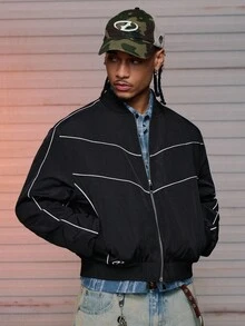 AXEPEAK Áo khoác nam tay dài dáng rộng, thoải mái, thời trang mặc hàng ngày, mùa thu, mùa đông - màu đen - Xem 1