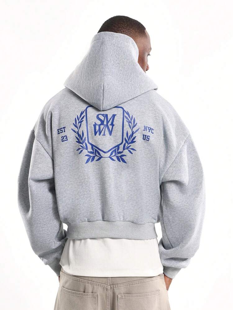 Cropped Hoodie With Collegiate Design