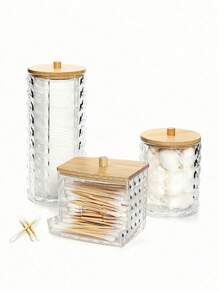 1PC/3PCS Nampan Organizer Makeup Akrilik Motif Berlian, Kotak Penyimpanan Kosmetik Akrilik Transparan, Rak Display Stoples Kamar Mandi dengan Tutup, Untuk Liburan Pantai, Koleksi Kamar Mandi, Koleksi Kamar Tidur, Kapasitas Besar, Penyimpanan Gelas - Clear - View 17