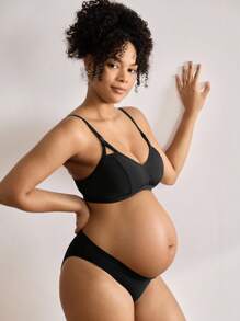 BloomMama Solid Color Comfortable Soft Skin-Friendly Maternity Nursing Bras For Feeding Mothers - Black - View 5