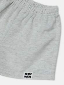 SUMWON Oakland Varsity Logo Two Piece Outfit Raglan Sleeve T-Shirt Short Set Little Boys Summer Play Clothes Casual Sport Active Wear - Light Grey - View 6