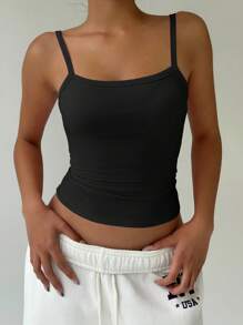 FavEase 素色褶邊側打結吊帶短上衣