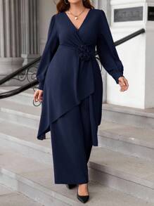 Ellevyn Bộ 2 chiếc áo voan tay dài cỡ lớn, Thu/Đông - Màu xanh hải quân - Xem 3