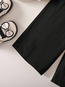 Bộ quần ống rộng lưng thun co giãn đơn giản màu đen dễ thương cho bé gái mùa hè - màu đen - Xem 5