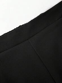 SHEIN Tall Plus Size Women Casual Solid Color Elastic Waist Loose Wide Leg Pants Fall Cloth For Women