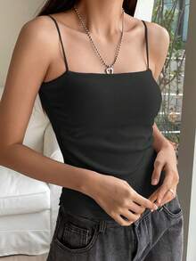DAZY Solid Cami Top Tank Tops - Black - View 7