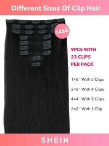 9PCS Straight Clip In Hair Extensions 100% Real Human Hair 14-24 Inch 148G Double Weft Invisible Clip Hair Extensions Remy Natural Human Hair For Women Girls Daily Use - S1 - View 5