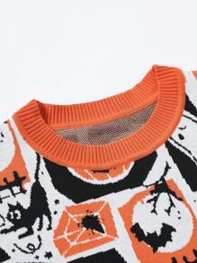 Manfinity Roghcode Men's Halloween Graphic Casual Crew Neck Long Sleeve Pullover Sweater , Fall Winter - Multicolor - View 7