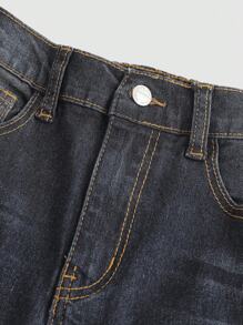 SHEIN Girlism Quần jeans ống loe dáng suông, túi, phong cách Y2K Grunge Punk Retro cho bé gái, thích hợp mặc đi học, dự tiệc mùa thu đông, thời trang đường phố vintage, quần jeans ống rộng, quần jeans thêu, quần jeans ống loe thêu. - Rửa tối - Xem 4