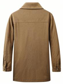 Manfinity Homme Men's Fashionable Versatile Solid Color Corduroy Utility Coat - Yellow - View 2