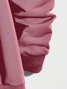 SHEIN Cottnline 100%Cotton Men Letter Patched Sweatshirt - Pink - View 4