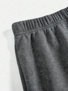 Girlism 少女字母印花连帽运动衫和运动裤休闲套装，灰色 - 深灰色 - 查看 3