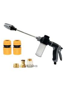 SHEIN 1pc Portable High Pressure Car Water Gun With 3/4 Inch And 1/2 Inch Quick Connect Adapters Multi Functional Garden Hose Nozzle Adjustable Thickened Rod Spray For Car Cleaning And Pet Washing - Multicolor - View 15