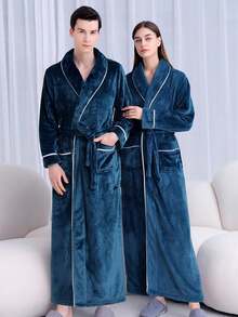 SHEIN 1 Áo choàng tắm flannel cỡ lớn, Áo choàng tắm flannel thanh lịch dành cho người lớn, Lý tưởng cho nhà nghỉ, khách sạn, spa, thẩm mỹ viện, Áo choàng tắm flannel, Thấm hút tốt và nhanh khô, Kiểu dáng rộng rãi, Nhiều màu sắc, Thiết kế tối giản, Đồ dùng thiết yếu cho phòng tắm & nhà cửa, Trang trí phòng tắm mùa hè, Đám cưới, Trở lại trường học - Nhiều màu - Xem 2