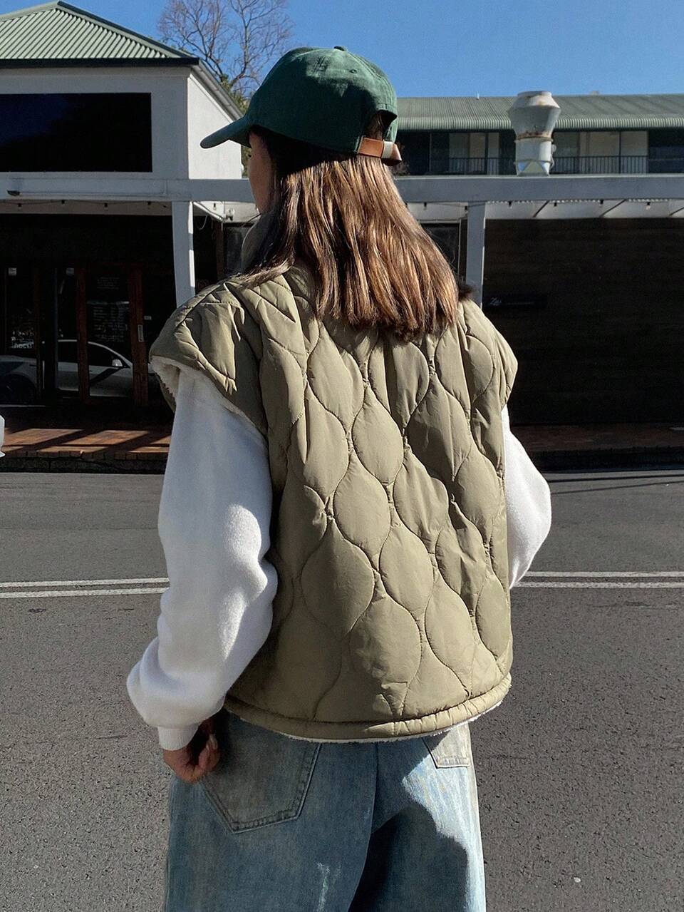 2-In-1 Patchwork Fluffy Lining Padded Vest, Short Women Padded Coat Winter Jacket Vest