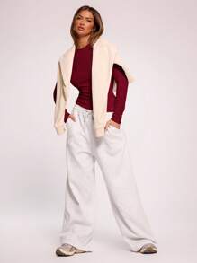 MUSERA 长袖圆领上衣 休闲度假 休闲胶囊衣橱 日常机场 假日 优雅节日 派对 情人节 春夏 - 紅色 - 查看 4