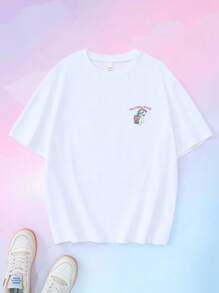 My Little Pony X SHEIN 男士可爱马图案圆领短袖T恤，夏季