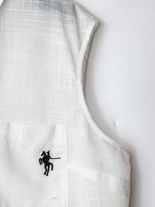 SHEIN Clasi Plus Size Collared Pocket Embroidered Puff Sleeve Shirt & Shorts 2 Pieces Set - White - View 5