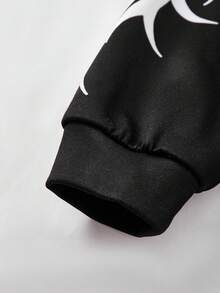 SHEIN 2 件装青少年男孩休闲运动街头时尚抓绒材质大字母图案连帽运动衫和喇叭裤套装适合儿童服装幼儿男孩服装返校男孩套装适合生日派对、晚会、表演、婚礼、洗礼、开幕式日常适合日常使用适合上学适合旅行适合运动适合秋冬季节 - 黑色 - 查看 5