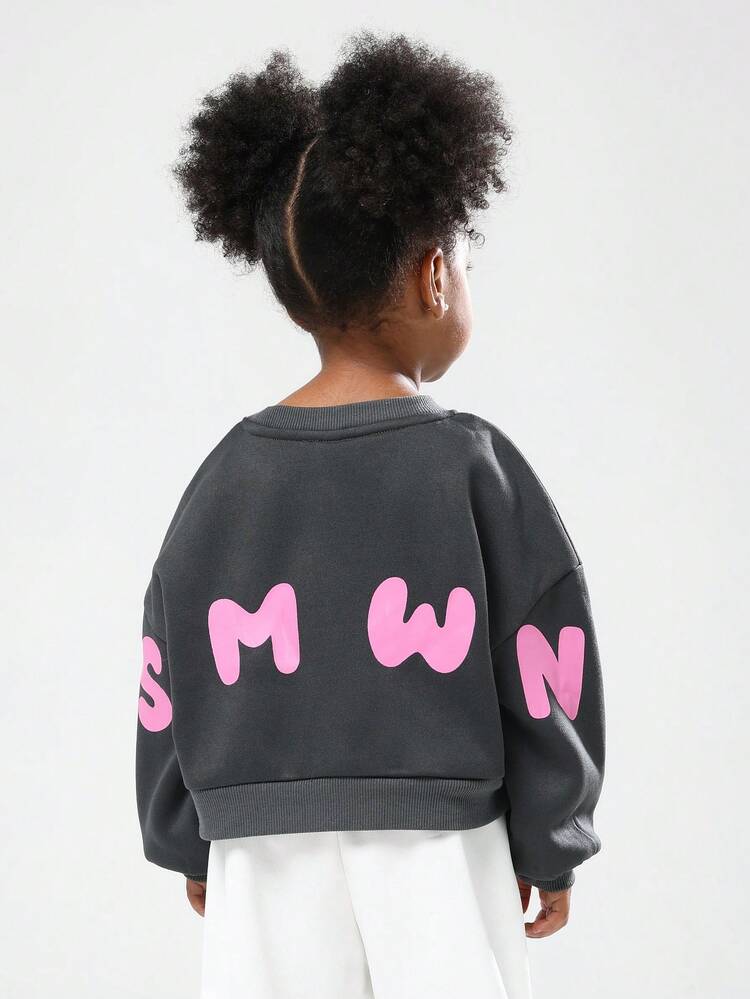 Bluza z krótkim rękawem i różowym nadrukiem liter