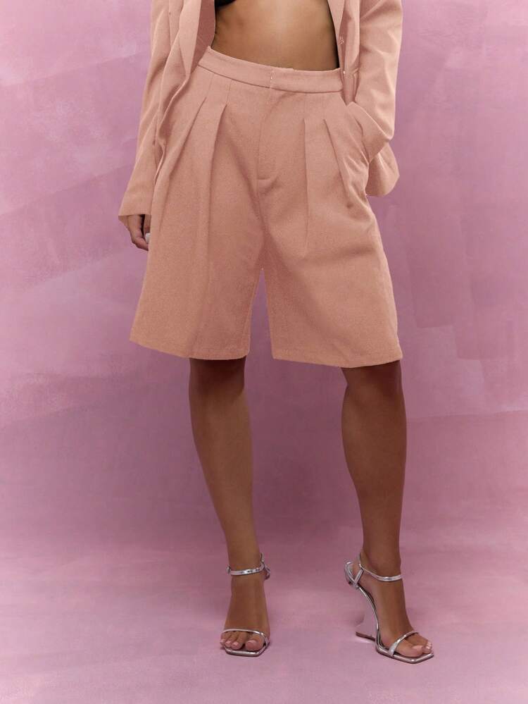 MISSGUIDED Tailored Bermuda Walking Shorts High Waisted Pleated Wide Leg Long Shorts Office Business Casual Spring Summer Holiday Resort Wear