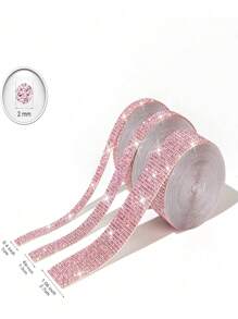 Pink Self-Adhesive Sparkling Crystal Rhinestone Diamond Ribbon, Christmas Decoration Rhinestone Glitter Sticker, DIY Car Computer Makeup Table Crafts, Wedding Party Decoration Sticker Packaging Roll - Light pink - View 6