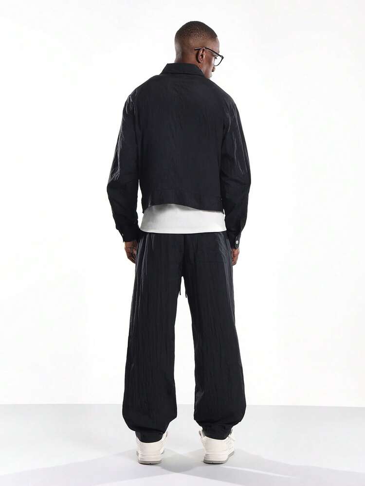 Nylon Harrington Jacket With Wide Leg Pants