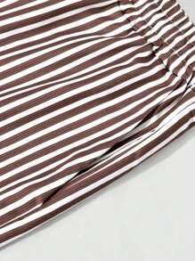 Manfinity EMRG Men's Blue And White Stripe Short Sleeve Shirt & Shorts Set,Oversized Boxy Fit,Summer Casual Vacation Street Style,Matching Set With Pockets Gift - Multicolor - View 4
