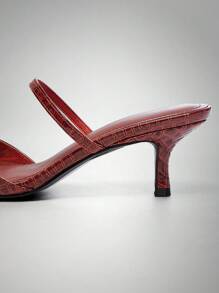 SHUZIA Women's Minimalist Round Toe Mule Heel Sandals - Red - View 7