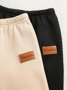 SHEIN 4 件套男女宝宝可爱卡通印花长袖运动衫和裤子套装，休闲秋冬装 - 彩色 - 查看 4