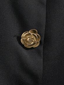 GlowEve Women's Metal Flower Single-Breasted Round Neck Sleeveless Elegant Regular Jacket - Black - View 5