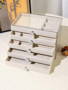 SHEIN 1pc 5-Layer Portable Jewelry Storage Box, Large Capacity Jewelry Organizer Suitable For Outdoor Travel, Wedding Favors, Gifts. Can Hold Earrings, Earrings, Rings, Necklaces, Anti-Oxidation Jewelry Box With Dual Layer Design Sun Travel Cool Back To School