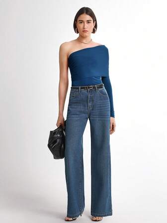 Daynim Women's Casual Straight-Leg Denim Jeans Casual Pants Going Out Pants