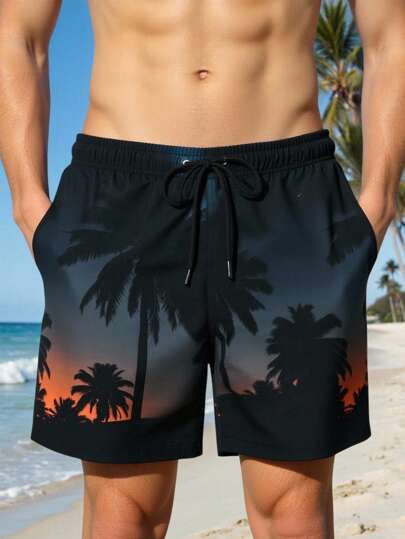 Manfinity RSRT 男士沙滩短裤，夏季时尚男士泳裤，夏威夷风