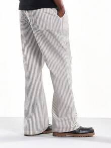 SUMWON Quần ống rộng ống loe họa tiết kẻ sọc, cạp chun, nhẹ, thoải mái cho mùa hè, quần palazzo mặc đi biển mùa xuân thu, đồ mặc nhà nghỉ dưỡng - Nhiều màu - Xem 2