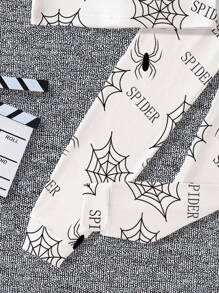 Tween Boys Spider Print Snug Fit Long Sleeve Top And Pants 2 Pieces Pajama Set, Stretchy Slim Fit, Suitable For Spring/Autumn Snug Fit Pajamas Fall Winter - White - View 5